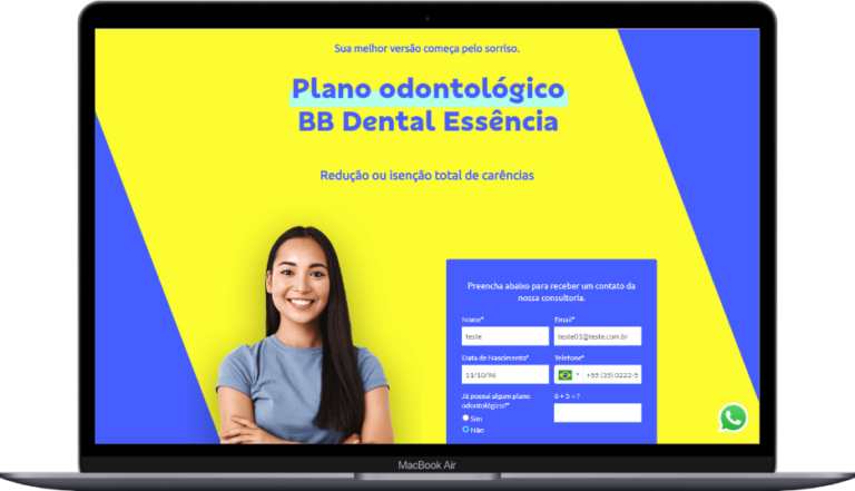 Notebook apresentando uma landing page da Brasildental